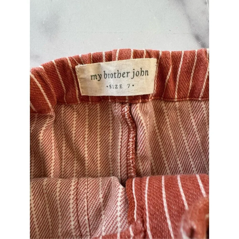 My Brother John boys size 7 burnt orange striped retro cotton Australian shorts